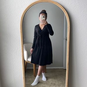 Black long sleeve midi dress
